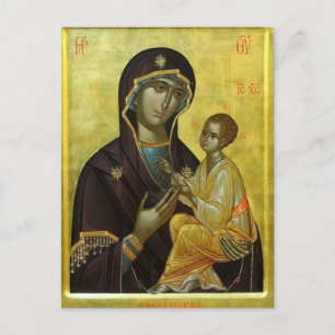 Theotokos und der Christ Child Gold Hintergrund Postkarte