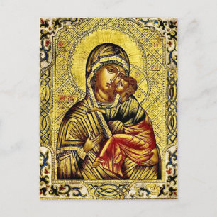 Theotokos und der Verzierte Goldrahmen für das Chr Postkarte