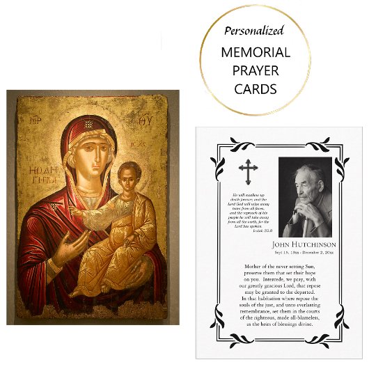 Theotokos und die Christ Child Beerdigung-Gebetkar Platzkarte