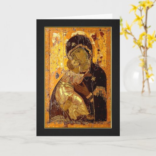 Theotokos von Wladimir Weihnachtskarte Karte (Gelbe Blume)