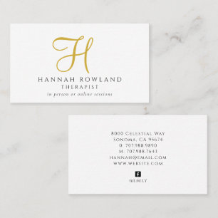 Therapeut Gold Schrift Monogramm Name Visitenkarte