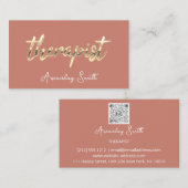 Therapeut Golden ScriptQR-Code Logo Natürliche Ros Visitenkarte (Vorne/Hinten)