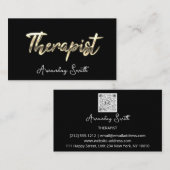 Therapeut Goldenes ScriptQR-Logo Schwarz-weiß Visitenkarte (Vorne/Hinten)