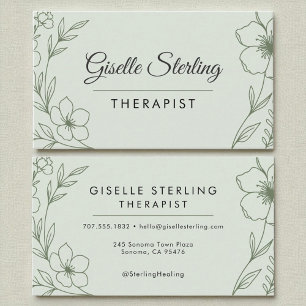 Therapeut Holistic Botanical Sage Green Moderne Visitenkarte