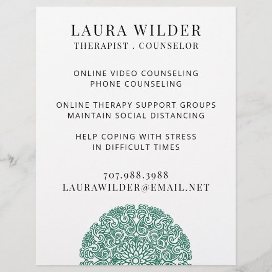 Therapeut online oder per Flyer (Vorne)