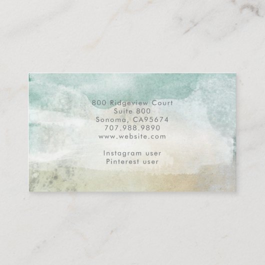 Therapeut Serene Abstrakt Watercolor Visitenkarte (Rückseite)