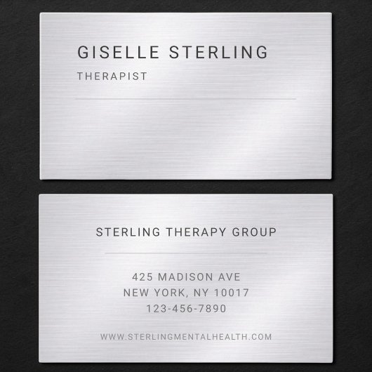 Therapeut Silver Metallic Professional Visitenkarte