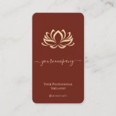 Therapeut Wellness Dark Terracotta Gold Lotus Visitenkarte (Vorderseite)