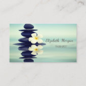 Therapeut Zen Steine, Weiße Orchideen Grün Visitenkarte (Vorderseite)