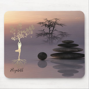 Therapeut Zen Stones, Gold Tree Silhouette Mousepad