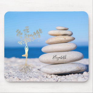 Therapeut Zen Stones, Gold Tree Silhouette Mousepad