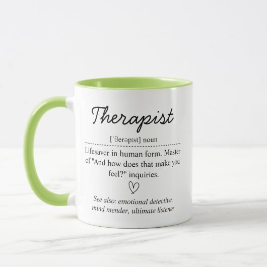 Therapeuten-Definitions-Tasse, Inspirierendes Ment Tasse (Links)