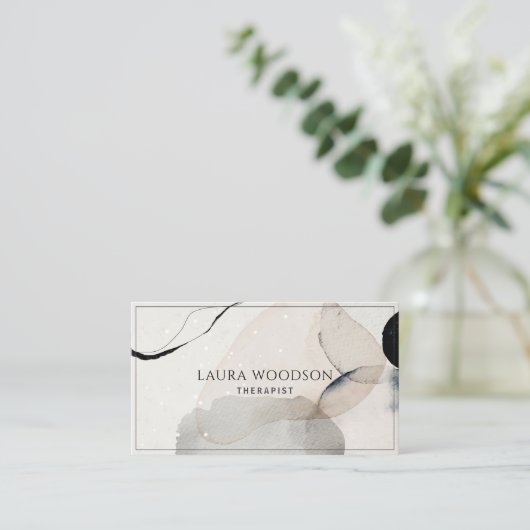 Therapeutin Abstrakte Serene Watercolor Visitenkar Visitenkarte (Stehend Vorderseite)