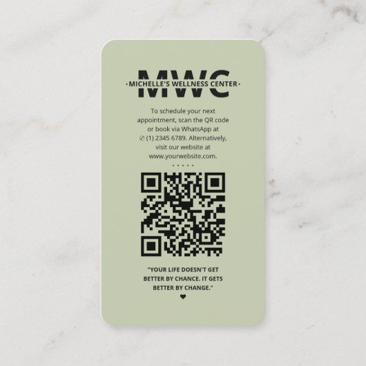 Therapeutin Massage Wellness-Center Wellness Sage  Visitenkarte (Rückseite)