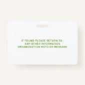 Therapeutisches Foto-ID-Abzeichen Ausweis (Rückseite)