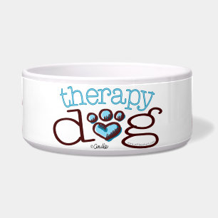 Therapie Hund Blue Paw Print Heart Napf