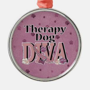 Therapie-Hund-DIVA Silbernes Ornament