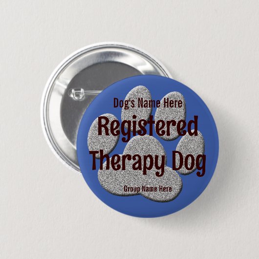 Therapie Hund ID - blau Button (Vorne & Hinten)