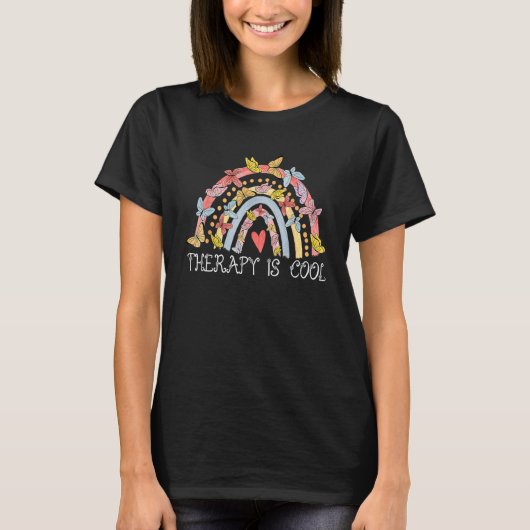 Therapie ist Cool Regenbogen Schmetterling Psychis T-Shirt (Vorderseite)