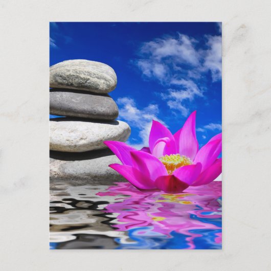 Therapie Rock Stones & Lotus Blume Postkarte (Vorderseite)