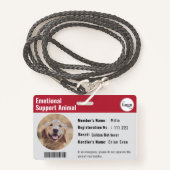 Therapie Tier-ID Foto Barcode Rot Grau Ausweis (Vorderseite mit Schlüsselband)