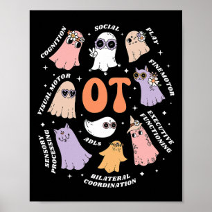 Therapiegebiet Ot Halloween Retro Blumenghost Poster