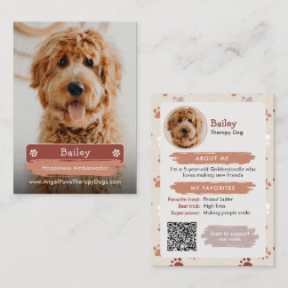 Therapiehund-Handels Karte, Foto & QR-Code Therapi Telefonnummerkarte