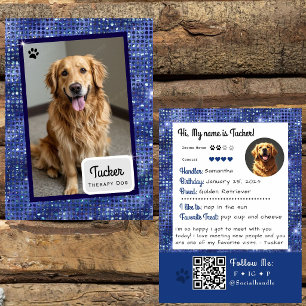 Therapiehund-Handelskarte Blaue Funken Visitenkarte