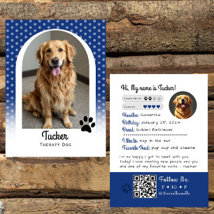 Therapiehund-Handelskarte Blaue QR-Code Visitenkarte