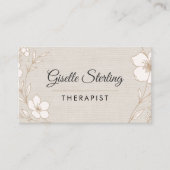 Therapist Botanical Flowers Floral Linen Visitenkarte (Vorderseite)