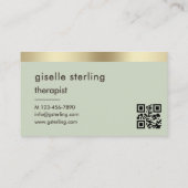 Therapist Counselor Sage Green Gold QR Code  Visitenkarte (Rückseite)