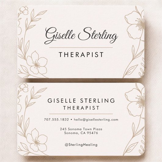 Therapist Psychologist Floral Visitenkarte