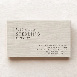 Therapist Psychologist Natural Linen Visitenkarte