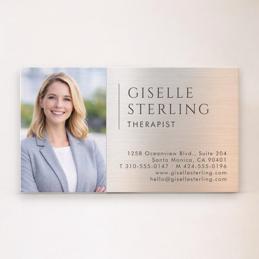 Therapist Psychologist Photo Brushed Metal Visitenkarte