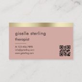 Therapist Psychologist Pink Gold QR Code Visitenkarte (Rückseite)