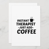 THERAPISTISCHER INSTANT, EINFACH KAFFEE HINZUFÜGEN DANKESKARTE (Vorne/Hinten)