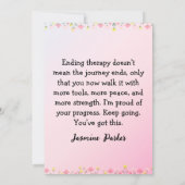 Therapy Completion Card – Pink Floral Empowerment Dankeskarte (Rückseite)