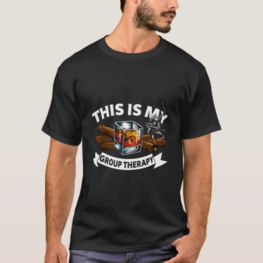 Therapy Whiskey And Smoking Cigars Dad T-Shirt (Vorderseite)
