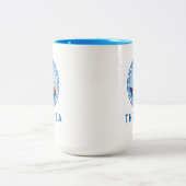 Therasia, Griechenland, griechisches Schiffsdesign Zweifarbige Tasse (Mittel)