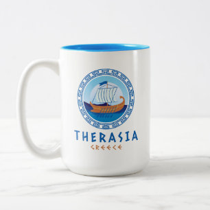 Therasia, Griechenland, griechisches Schiffsdesign Zweifarbige Tasse