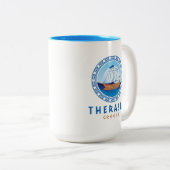 Therasia, Griechenland, griechisches Schiffsdesign Zweifarbige Tasse (VorderseiteRechts)
