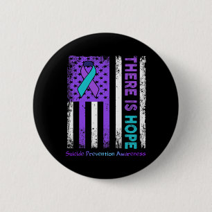 There Is Hope American Flag Suicide Prevention Awa Button