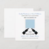 There or Square Save the Date, Blau Einladung (Vorne/Hinten)