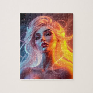 thereal Glow Frau Portrait - Lebhafte Fantasie Art Puzzle