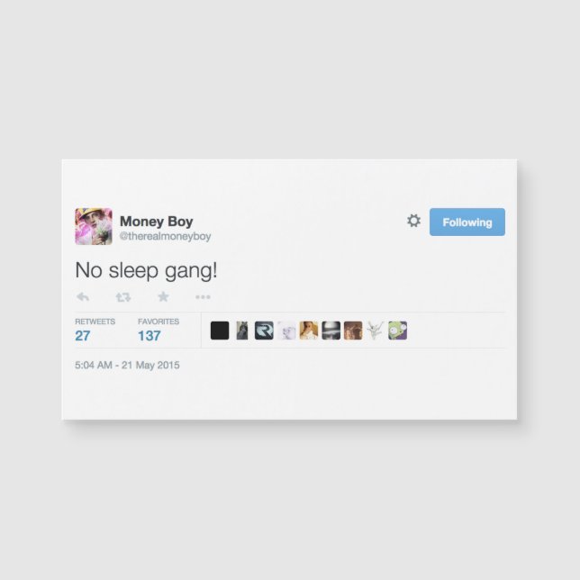 @therealmoneyboy magnetische Visitenkarte Magnetkarte (Vorderseite)