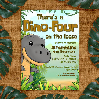 There's a Dino Four on the Loose - 4rd Birthday Einladung