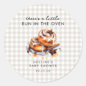 There's a little Bun in the Oven Baby Shower Runder Aufkleber (Vorderseite)
