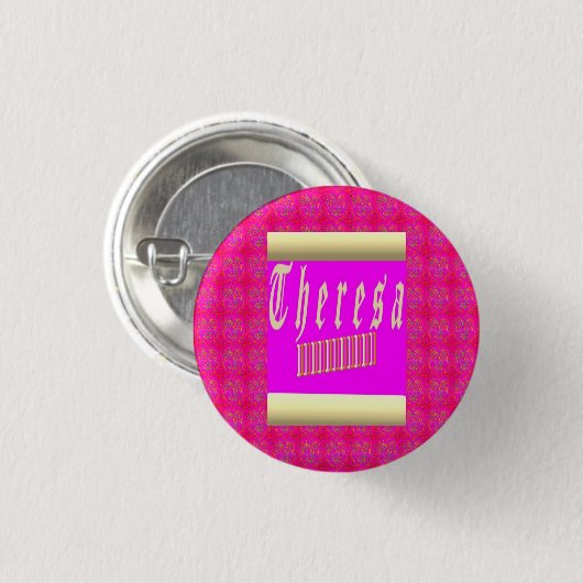 Theresa Design schockiert Rosa und Gold Button (Vorne & Hinten)