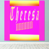 Theresa Design schockiert rosa und goldenes Poster Leinwanddruck (Insitu (Holzboden))