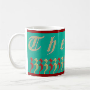 Theresa Graphic name design aqua blau und rot Kaffeetasse